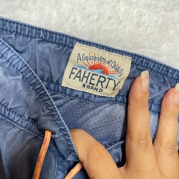 Faherty Sunwashed Regular Fit Swim Trunks Men's XXL Sea Salt Blue Elastic Waist - Picture 9 of 11